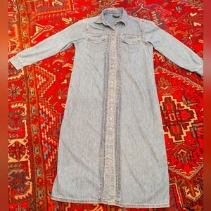 Vintage Lauren Ralph Lauren Long Denim Snap Up Dress/Coat EUC